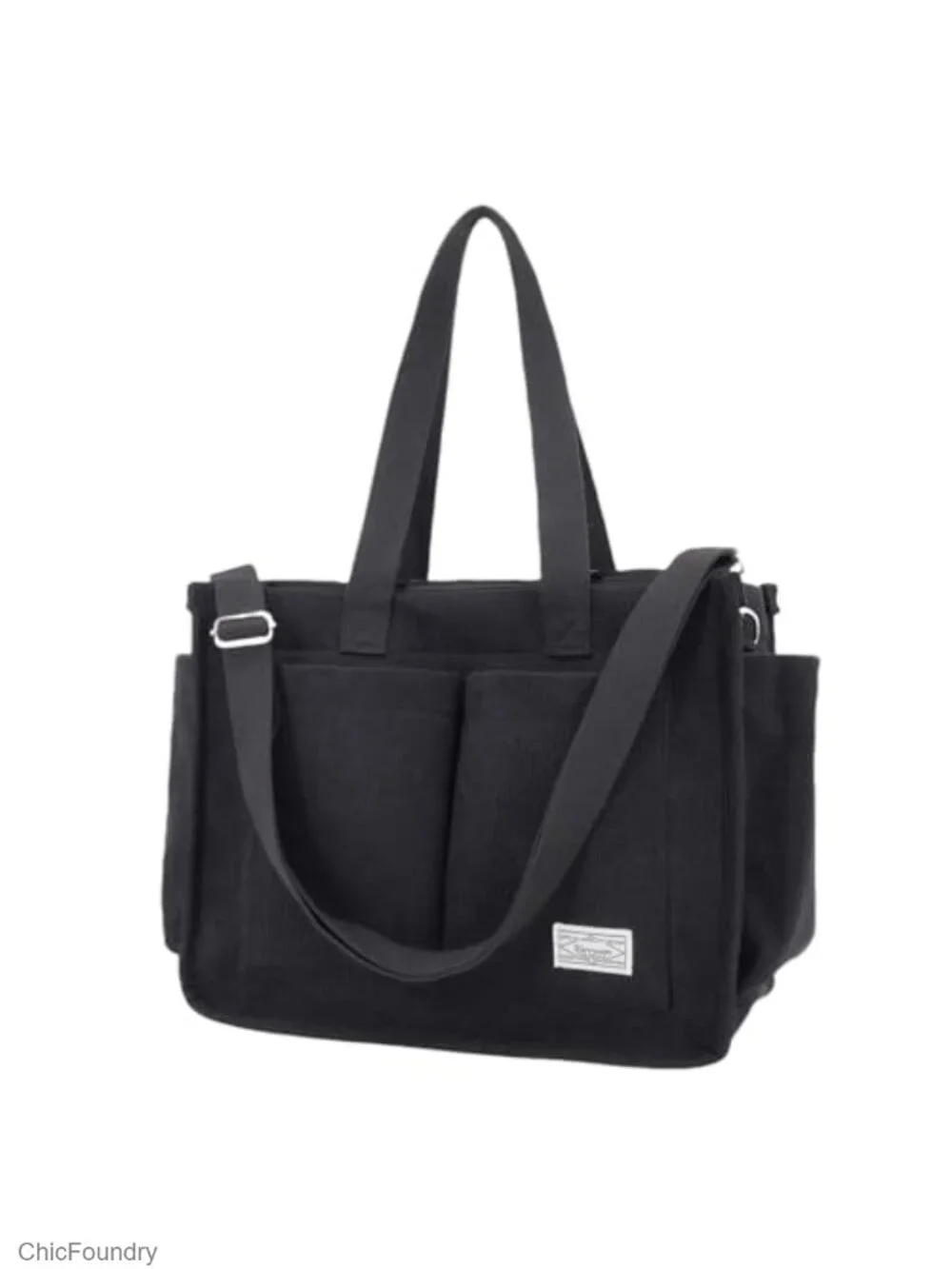 Corduroy Tote Bag for Women, Large Laptop Purses, 11 Pockets, Work College